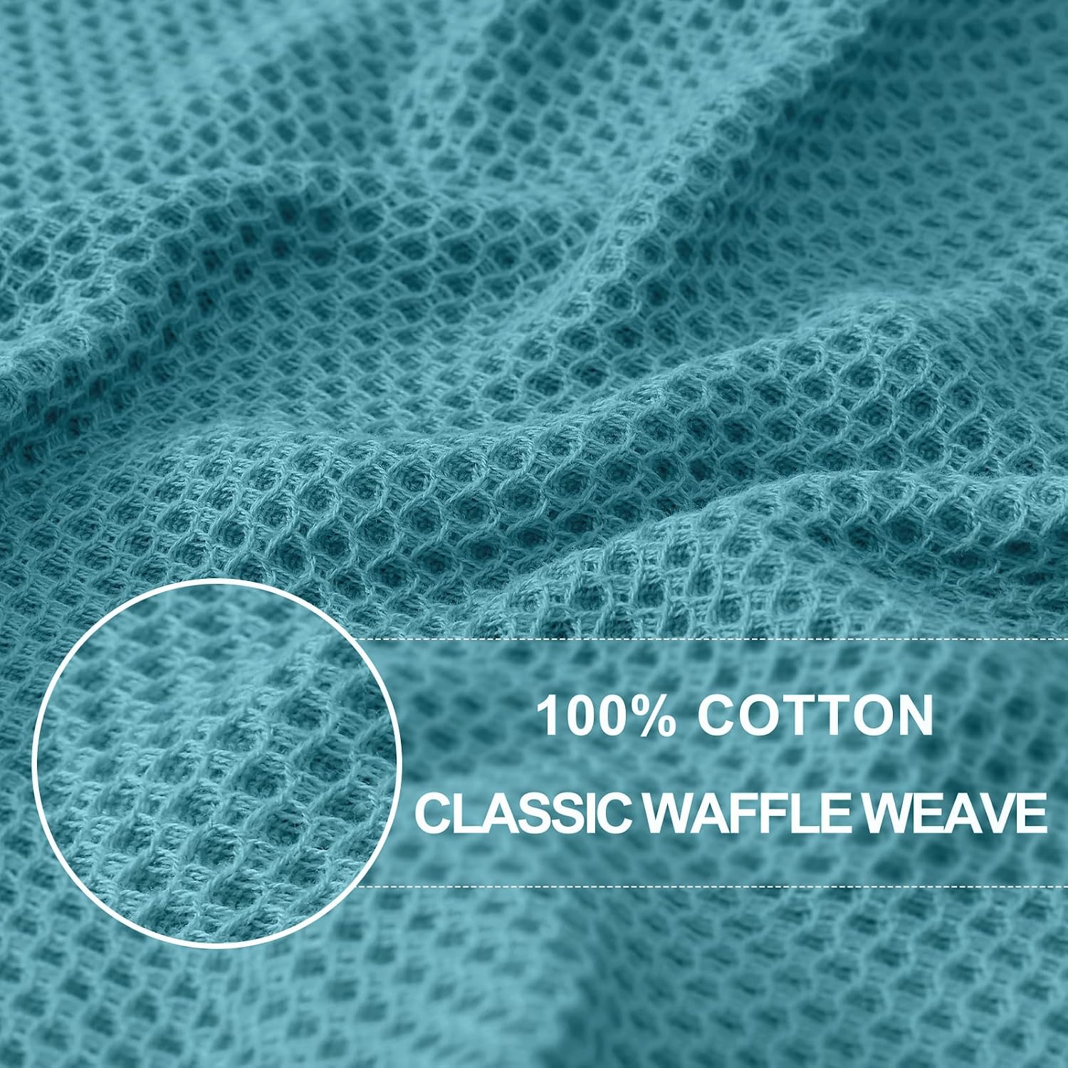 Homaxy 100% Cotton Waffle Weave Kitchen Dish Cloths 12-Pack, Lake Blue
