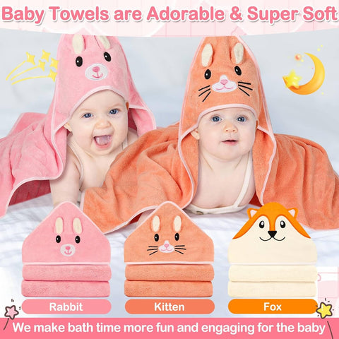 12 PCS Baby Towels Set, Baby Bath Towels for Newborn Baby Bath Essentials
