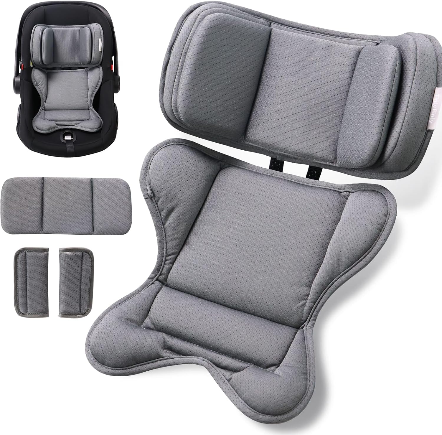 TinlyFinly Infant Car seat Insert, for Preemie Newborn Infant, Gray
