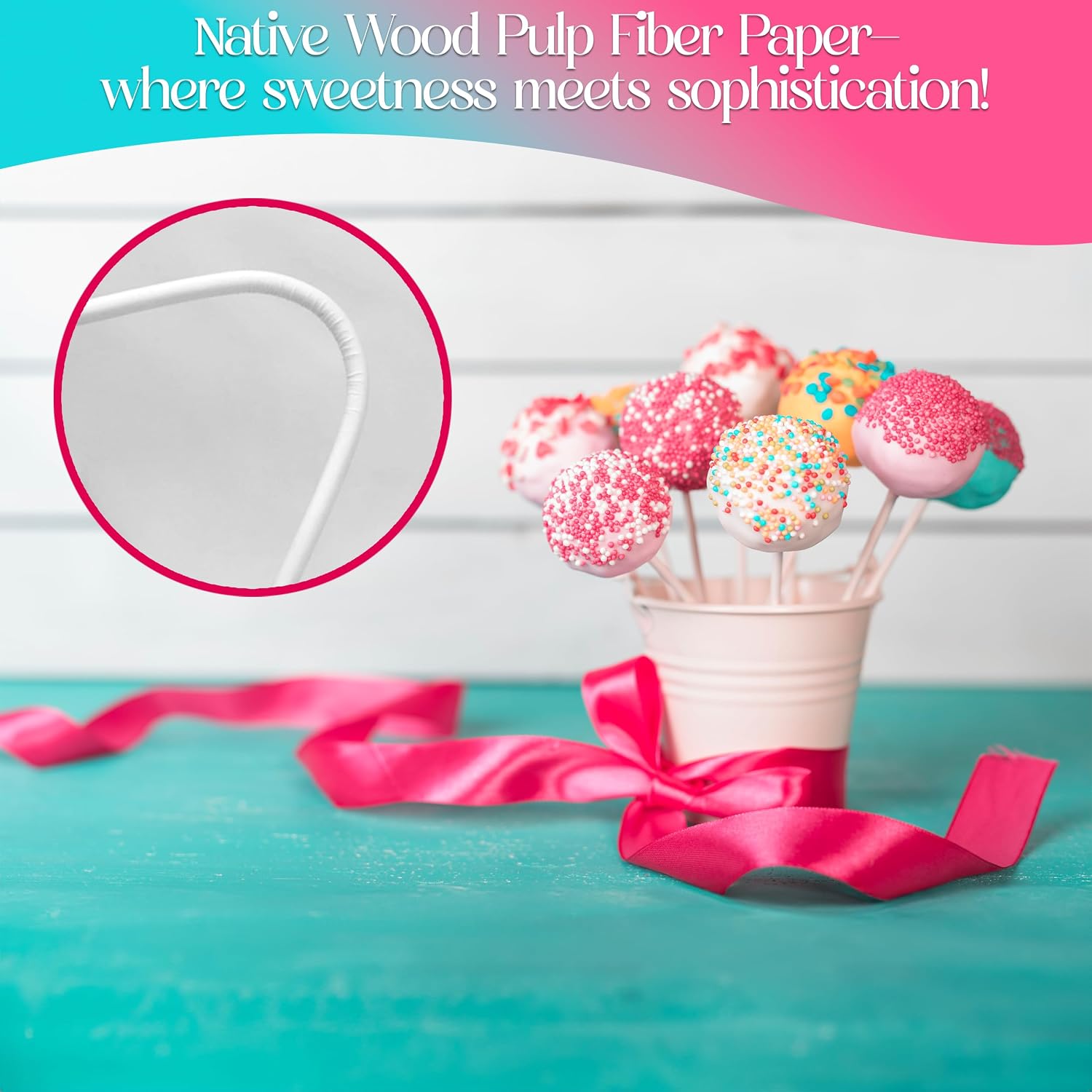 Premium 100 Pack 6 Inch White Paper Lollipop Sticks - Perfect for Cake Pop Sticks, Cookies, Chocolate Cake Toppers | Versatile Baking & Crafting Accessory