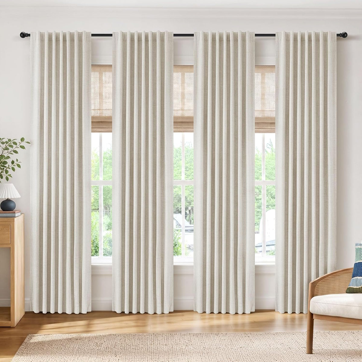 INOVADAY 4 Panels Set Cream Blackout Curtains 84 Inches Long Living Room