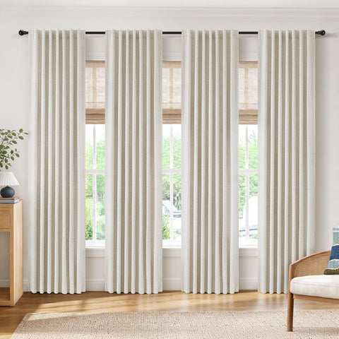 INOVADAY 4 Panels Set Cream Blackout Curtains 84 Inches Long Living Room