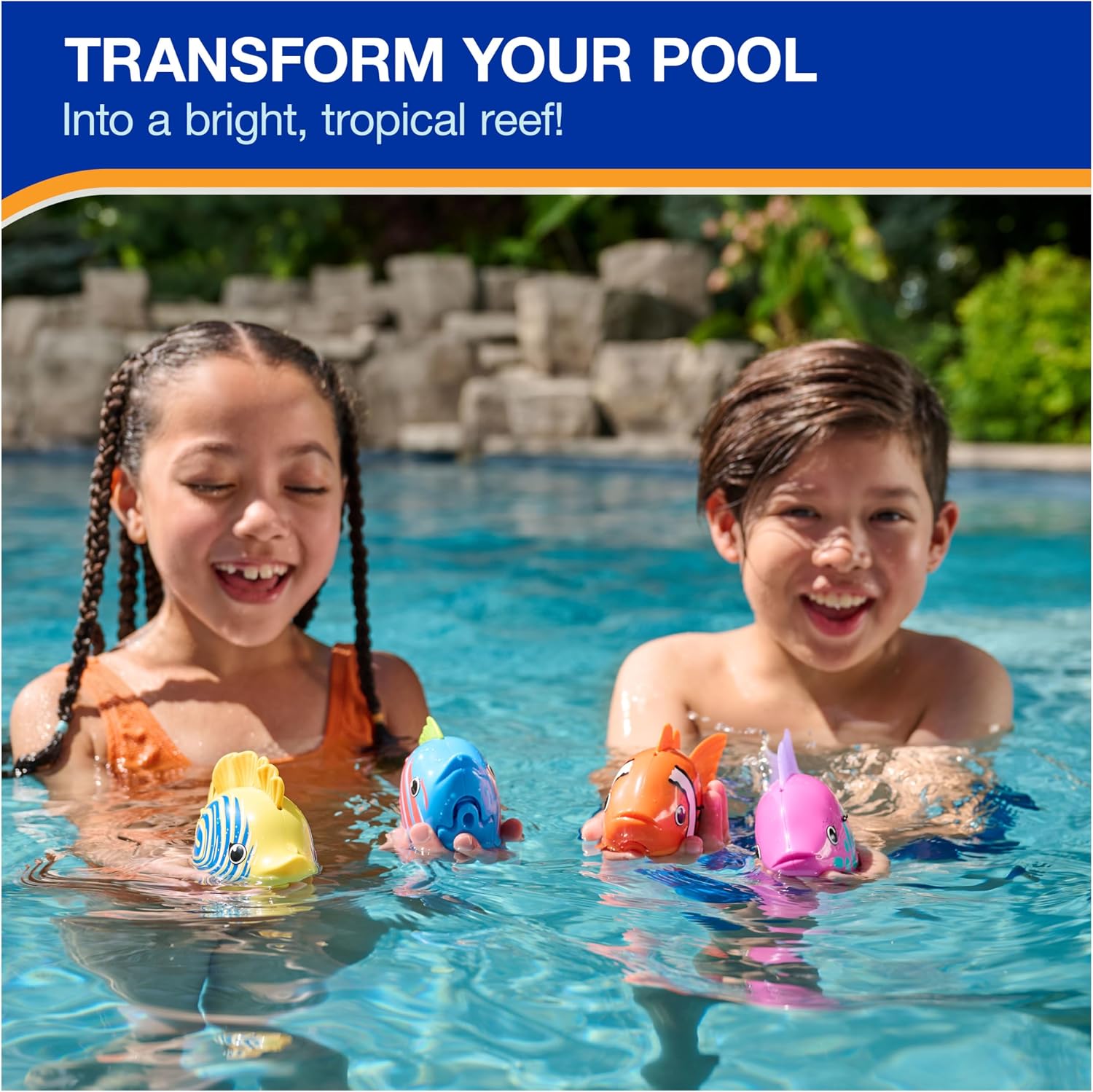 SwimWays Rainbow Reef Pink Fish Water-Activated Pool Toy for Ages 5+
