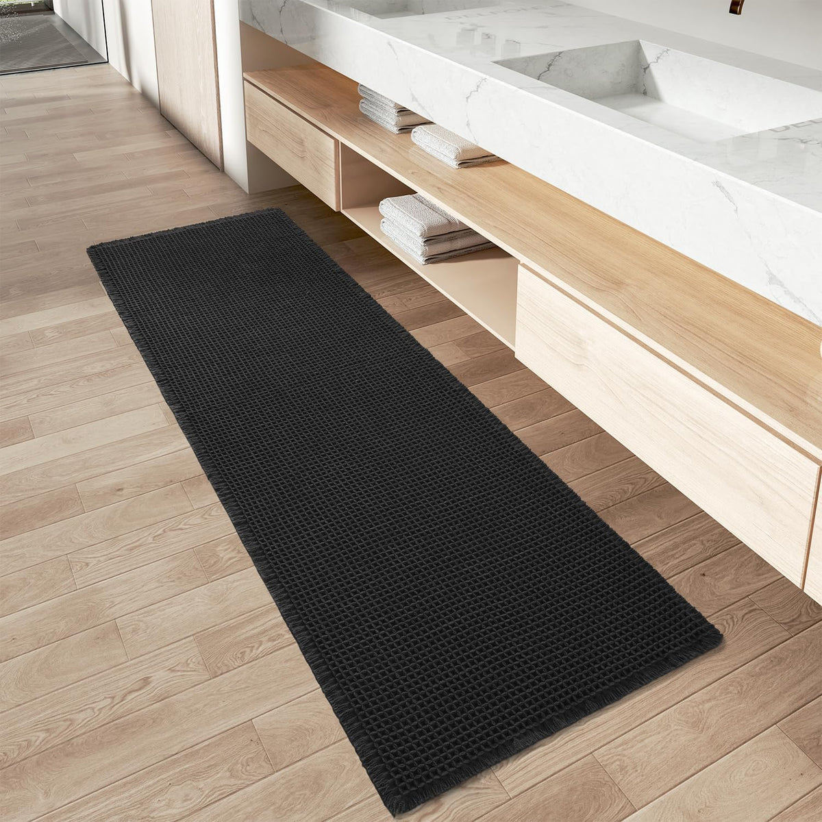 Upgraded Waffle Bath Mat Runner Absorbent Non Slip Bathroom Mat, 2' x 4'