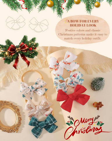 doboi 6 Pack Baby Girl Bow Headbands, Soft Nylon Headbands for Newborns
