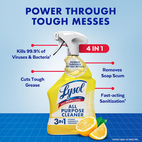 Lysol All Purpose Cleaner Spray, Disinfectant, Lemon, 32oz
