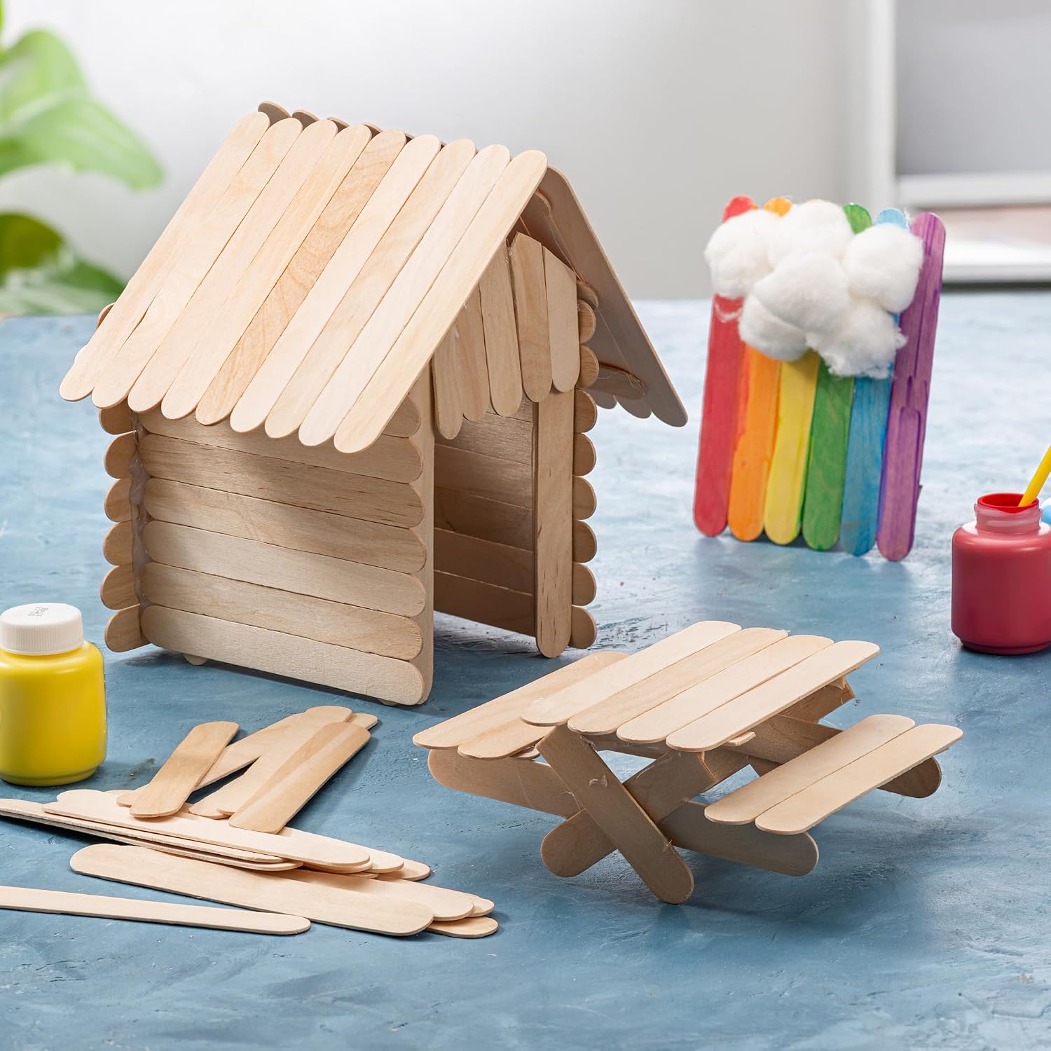 GUSTO Jumbo 6 Inch Wooden Craft Popsicle Sticks [100 Count]