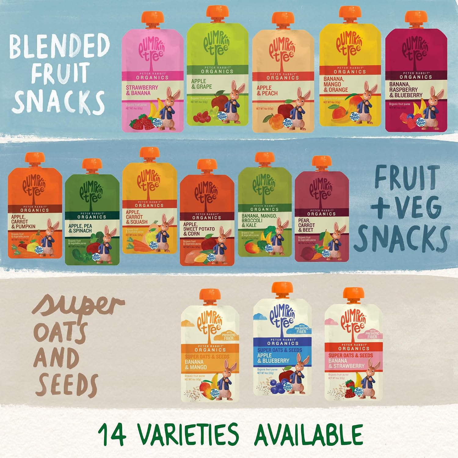 Pumpkin Tree Peter Rabbit Organics, Pea, Spinach and Apple Puree, 4.4-Ounce Pouches (Pack of 10)