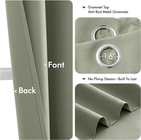 MIULEE Blackout Curtains for Bedroom 2 Panels 40 x 84 Inch Long Sage Green