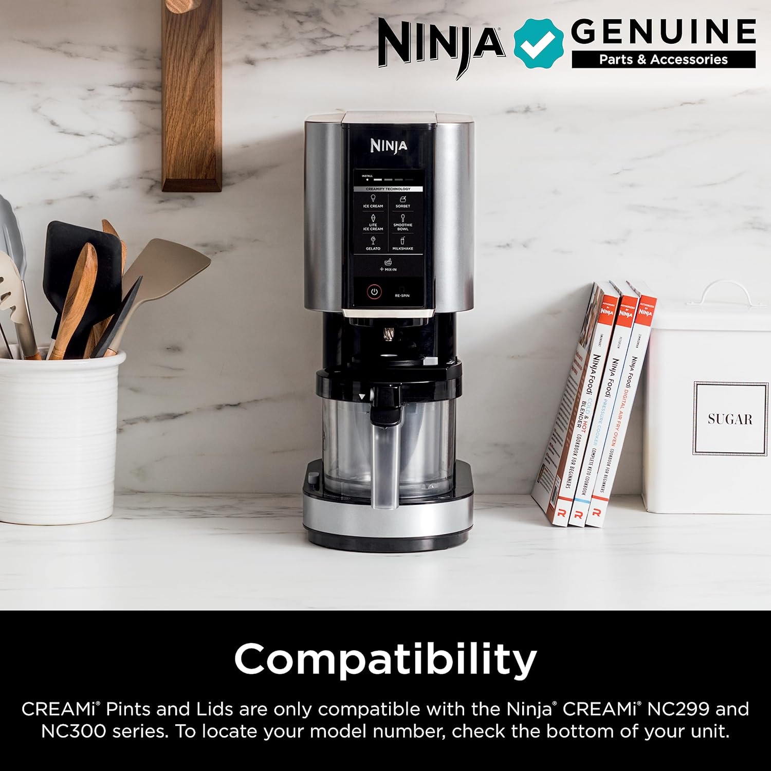 Ninja CREAMi Original Pints 4 Pack, Compatible with NC299AMZ and NC300s Series Ice Cream Makers, BPA-Free and Dishwasher Safe, Color Lids, 1 Pint Each, Clear, Grey, Lime, Pink, Aqua, XSKPLD4BCD