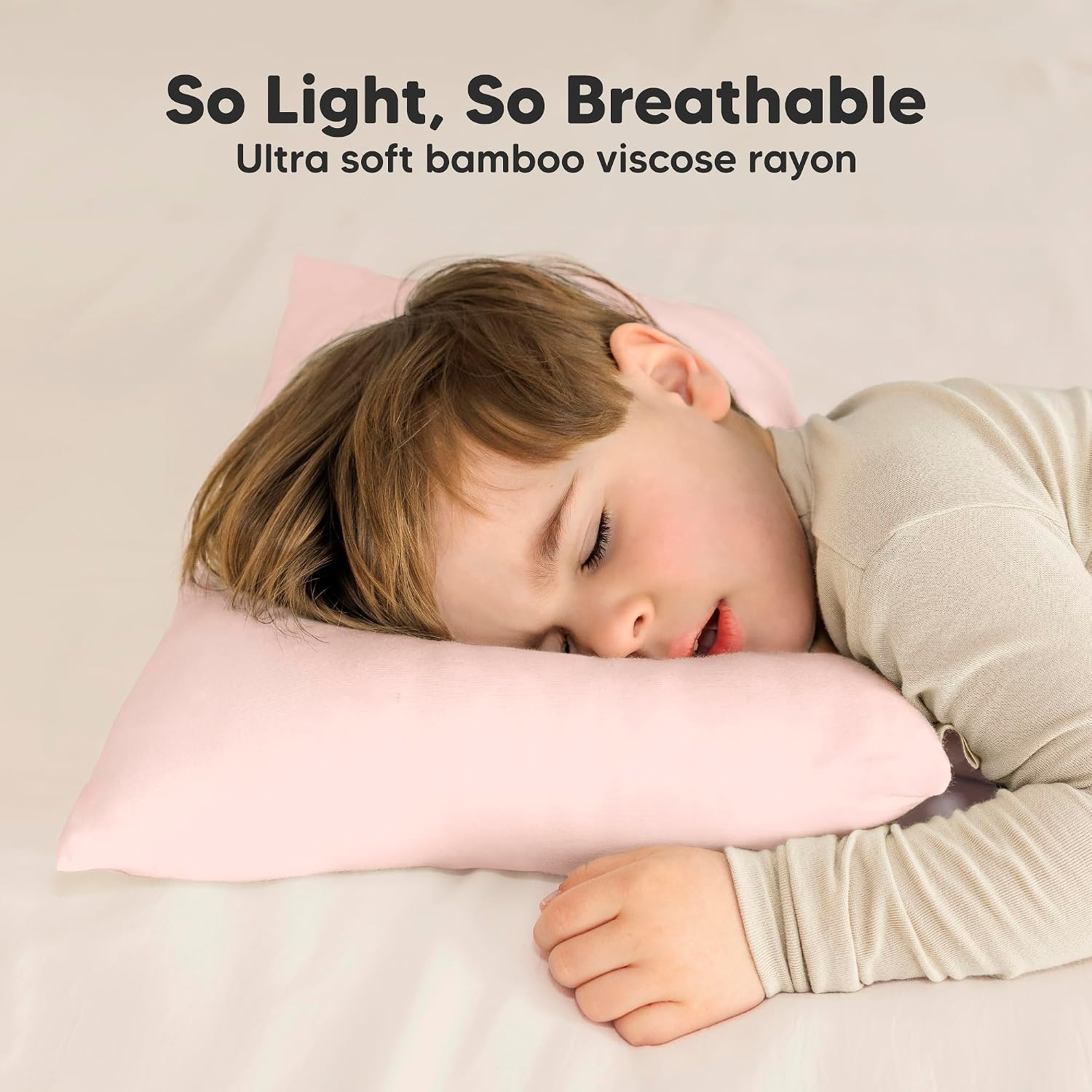 KeaBabies Toddler Pillow with Pillowcase, 12x18 Kids Pillows, Mist Pink