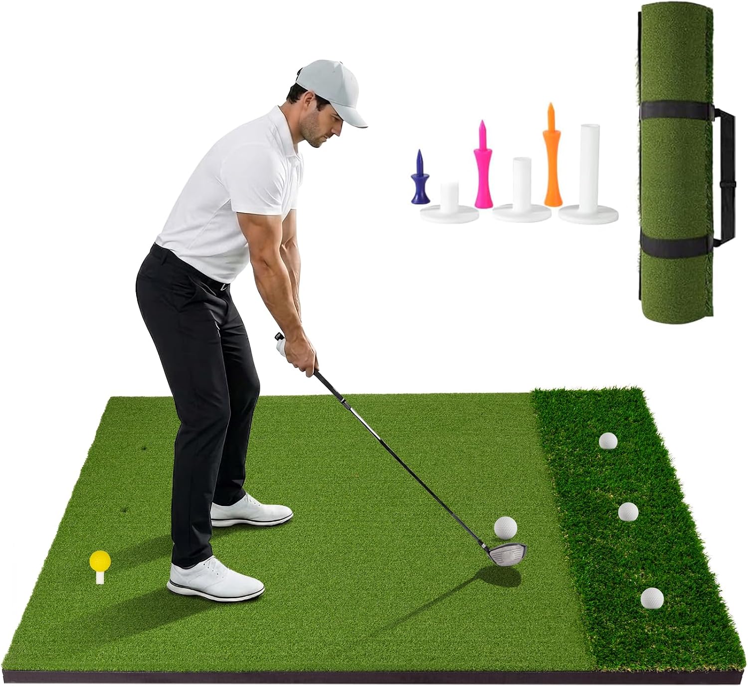 5x4ft Golf Hitting Mat with Tees, Thick EVA Base, Indoor & Outdoor