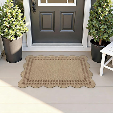 Easy Jute Outdoor Mats for Front Door, 2x3 Small Washable Kitchen Rugs, Farmhouse Brown Throw Rug Non Slip Indoor Outdoor Carpet for Entryway Porch Foyer