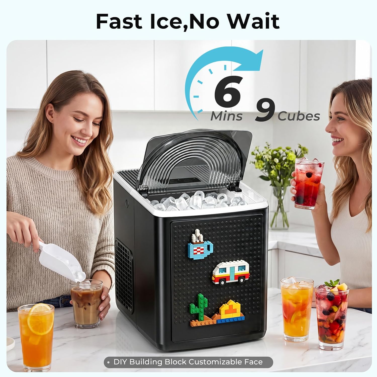 Antarctic Star Bullet Ice Maker Countertop, 9 Ice Fast in 6mins, 27lbs/Day