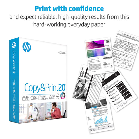 HP Papers | 8.5 x 11 Paper | Copy &Print 20 lb | 3 Ream Case - 1,500 Sheets | 92 Bright | Made in USA - FSC Certified | 200090C