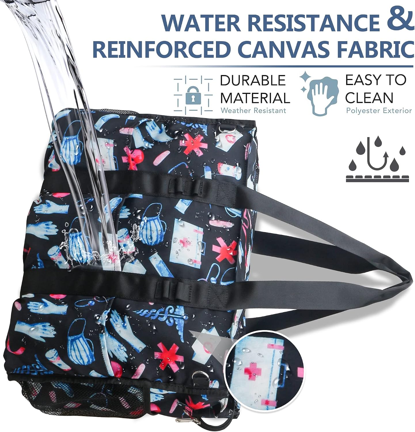 ABAMERICA Nurse Bags for Work Nursing Bag Multiple Pockets Waterproof Organizing Zip Top Clinical Bag for Nursing Students