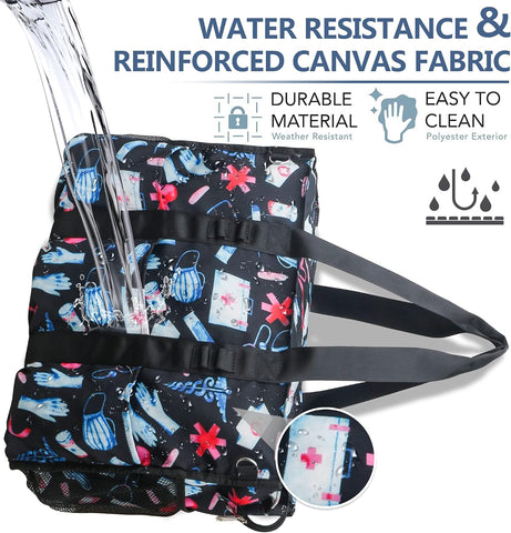 ABAMERICA Nurse Bags for Work Nursing Bag Multiple Pockets Waterproof Organizing Zip Top Clinical Bag for Nursing Students