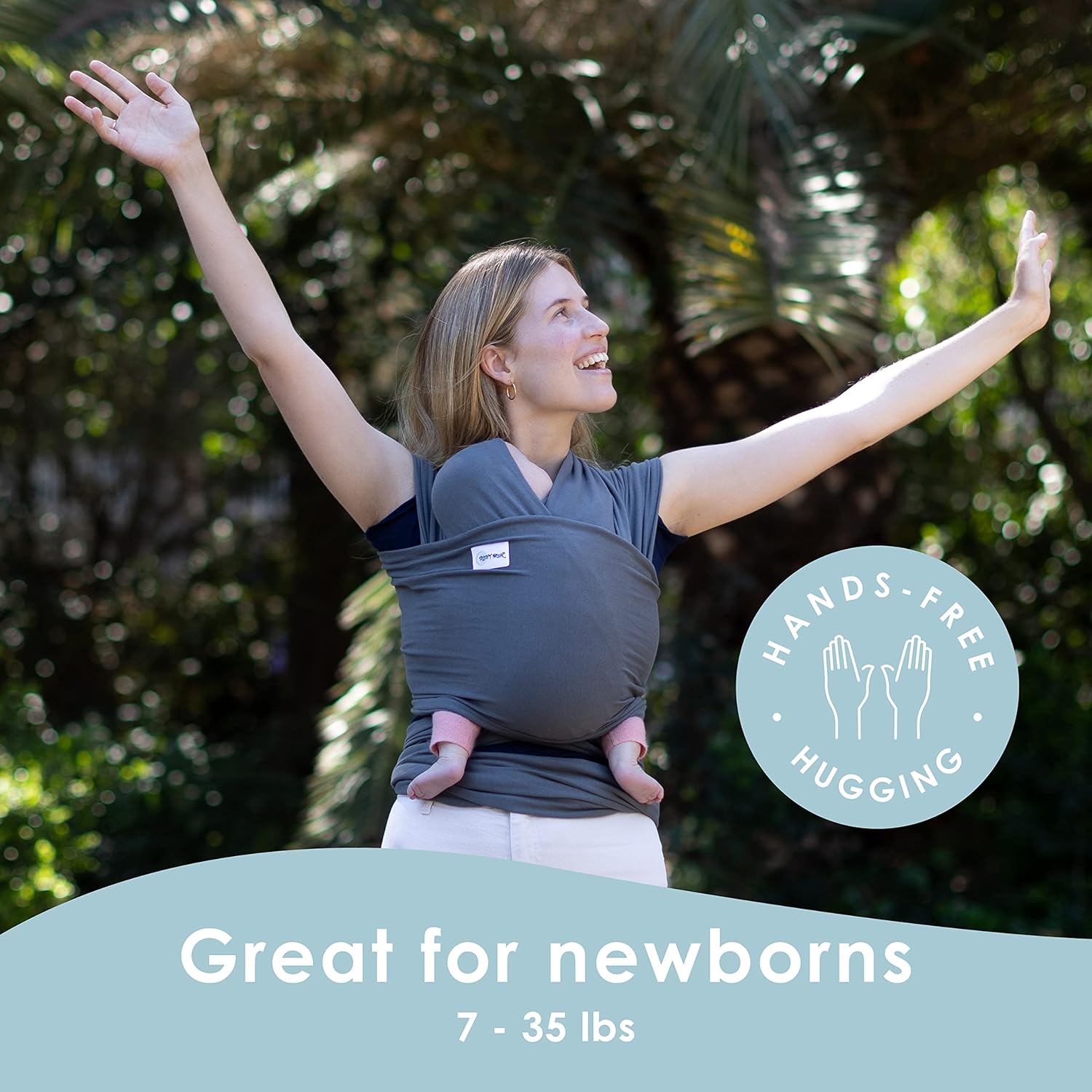 Sleepy Wrap Baby Carrier Wrap for Infants 7-35lbs, Lightweight, Dark Gray