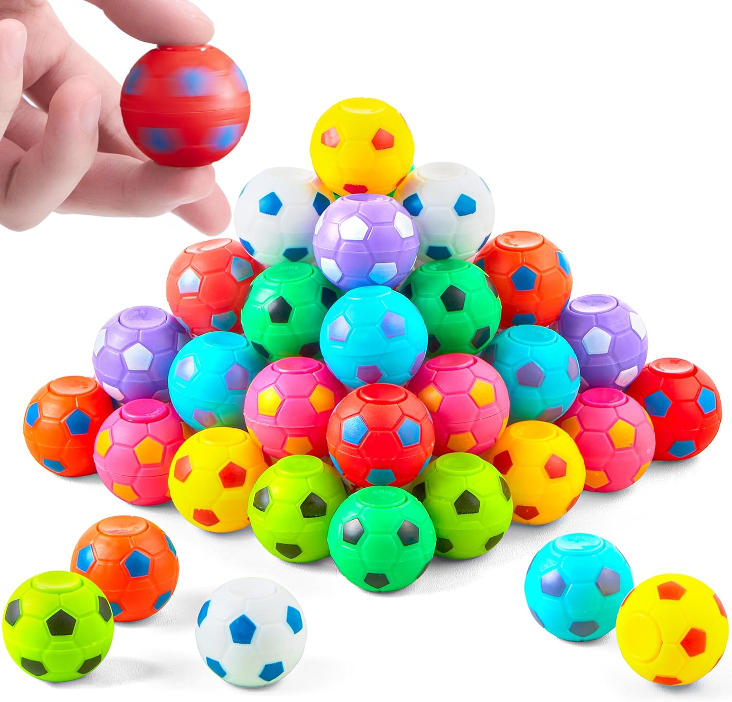 JOYIN 36 Pack Soccer Fidget Spinners for Kids, Treasure Box Prizes for Classroom, Goodie Bag Stuffers for Birthday Party, Soccer Party Favors, Fidget Toys Bulk, Stress Balls
