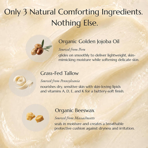 Baby Balm | 3 Natural Ingredient Moisturizing Stick for Eczema Relief, Sensitive Skin & Diaper Rash | Grass-Fed Tallow, Organic Jojoba & Beeswax | Lab Tested Baby-Safe, Made in USA
