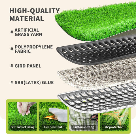 LOOBANI Artificial Grass, Realistic Fake Grass with Drainage Holes, 3x5ft