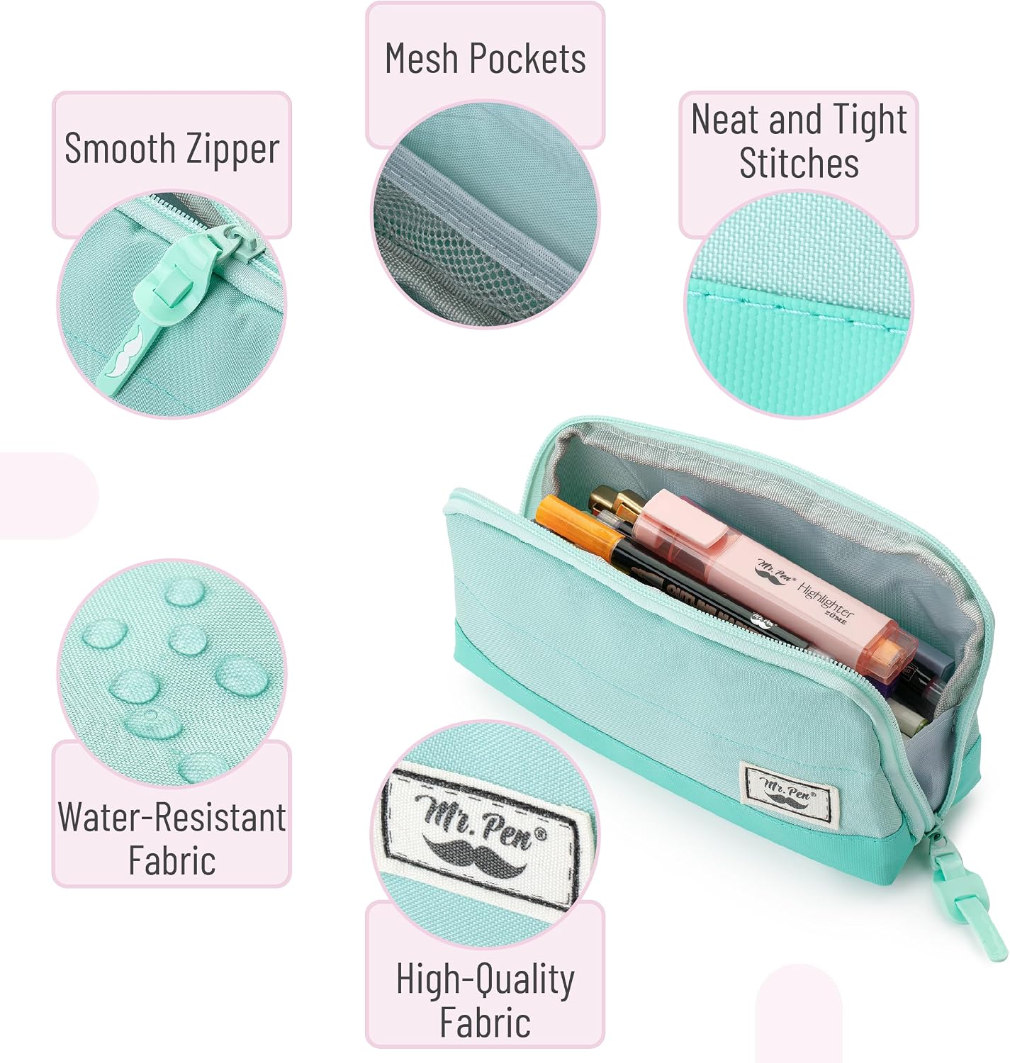 Mr. Pen- Wide-Opening Pencil Case, Triangle Design