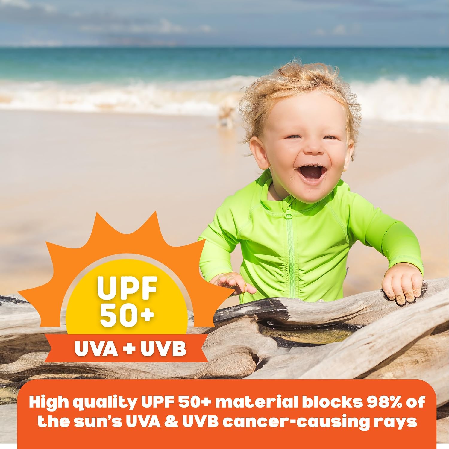 SwimZip UPF 50+ Long Sleeve Rash Guard for Boys' and Girls' - Baby, Toddler, Kids
