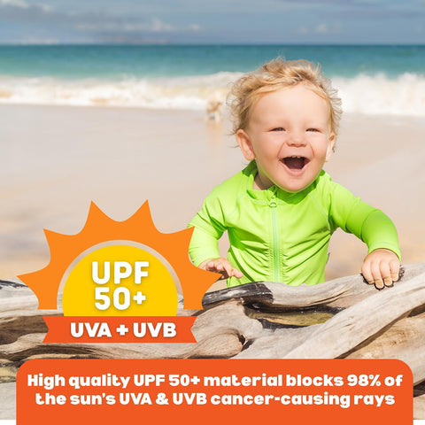 SwimZip UPF 50+ Long Sleeve Rash Guard for Boys' and Girls' - Baby, Toddler, Kids