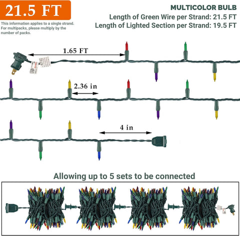 Multicolor Christmas String Lights, 100 Count, Incandescent Mini Christmas Lights, Connectable Xmas Tree Light for Indoor Outdoor Garland Birthday Holiday Wedding Festival Party