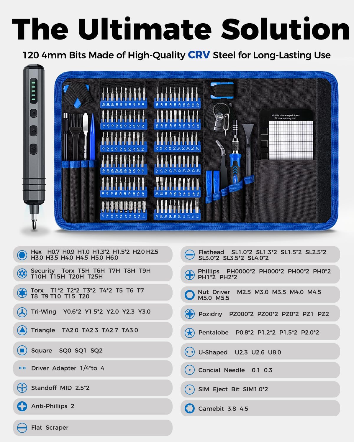 Mini Electric Screwdriver Set 140-IN-1: Small Electric Screwdriver Cordless