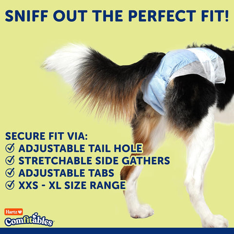 Hartz Comfitables Disposable Dog Diapers, Size Medium 12 Count, Comfortable & Secure Fit, Easy to Put On, Super Absorbent Male and Female Diaper