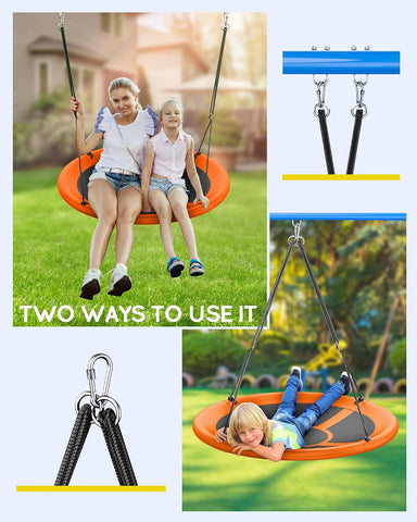 Everyfun 43 Inch Saucer Tree Swing for Kids Adults 700lbs Capacity Orange