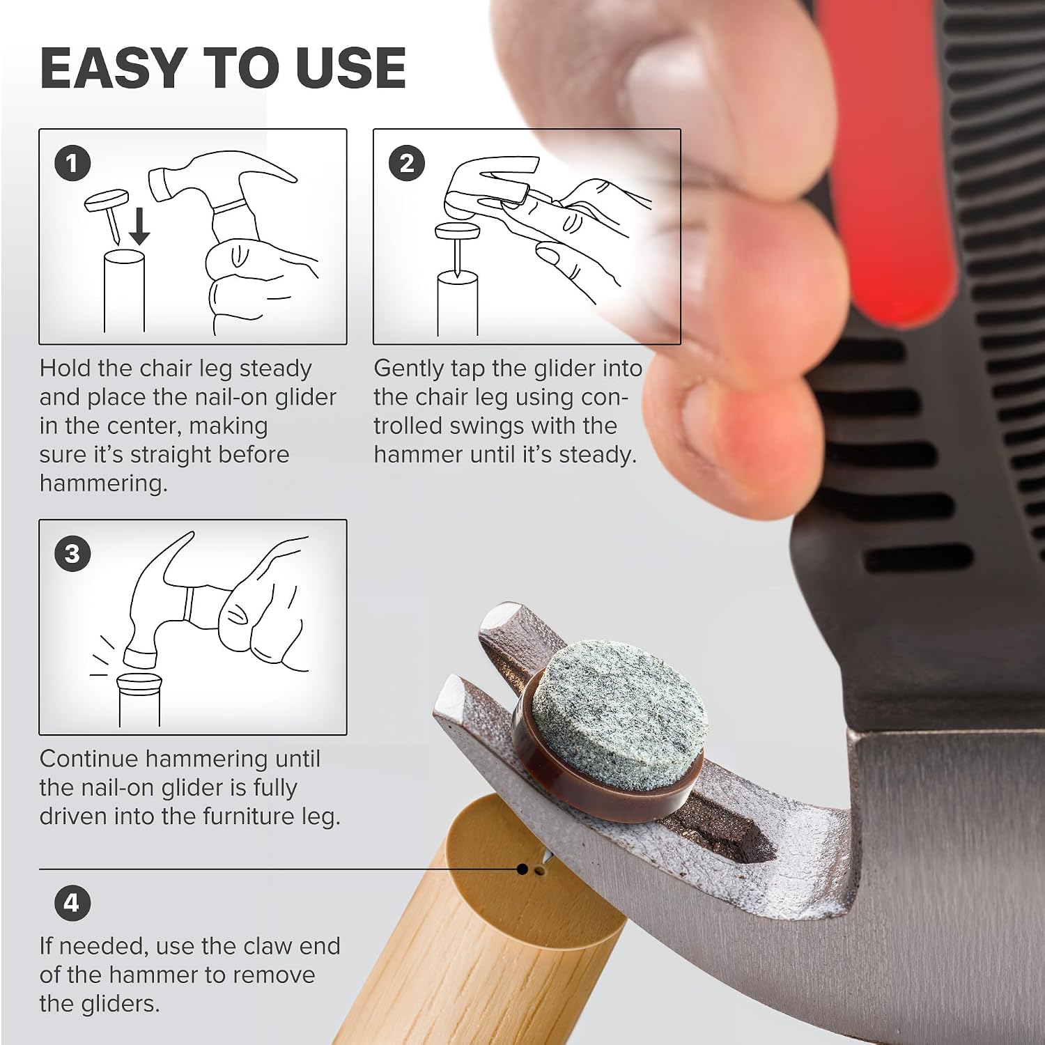 X-Protector Nail-On Furniture Pads Hammer - Small Magnetic Claw Hammer