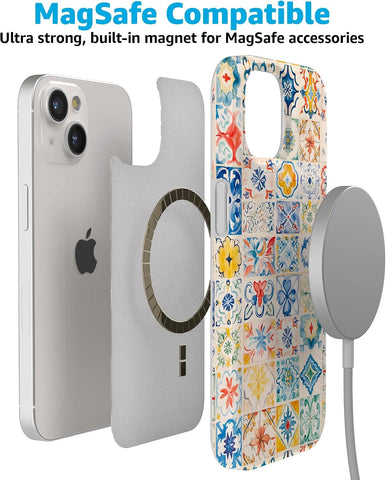 Casely iPhone 15 Case | Tuscan Tiles | Dolce Vita | Compatible with MagSafe | Classic Ultra Slim Design