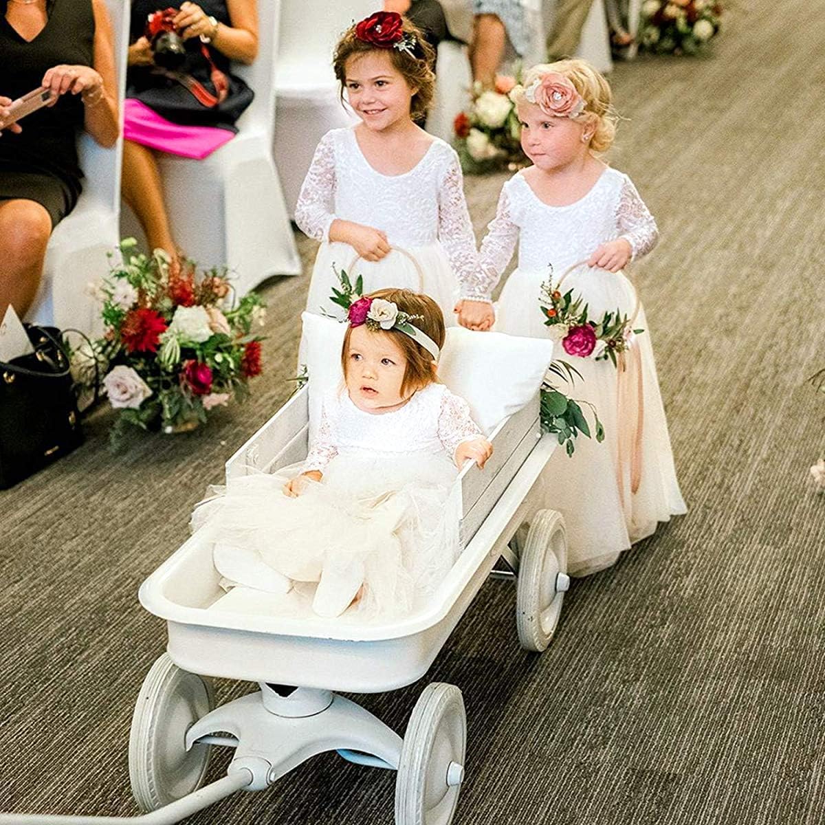 Topmaker Flower Girl Dress for Toddler Baby Girls,Lace Tulle Dress for Wedding,Birthday Party,Photoshoot,Special Occasion