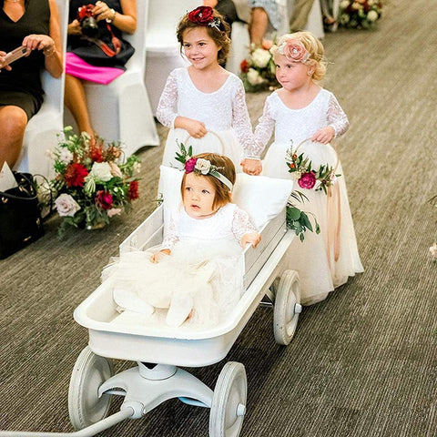 Topmaker Flower Girl Dress for Toddler Baby Girls,Lace Tulle Dress for Wedding,Birthday Party,Photoshoot,Special Occasion