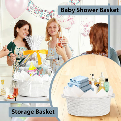 woric Small Gift Basket Empty 12"X 8" X 5" Cotton Woven Basket for Gifts