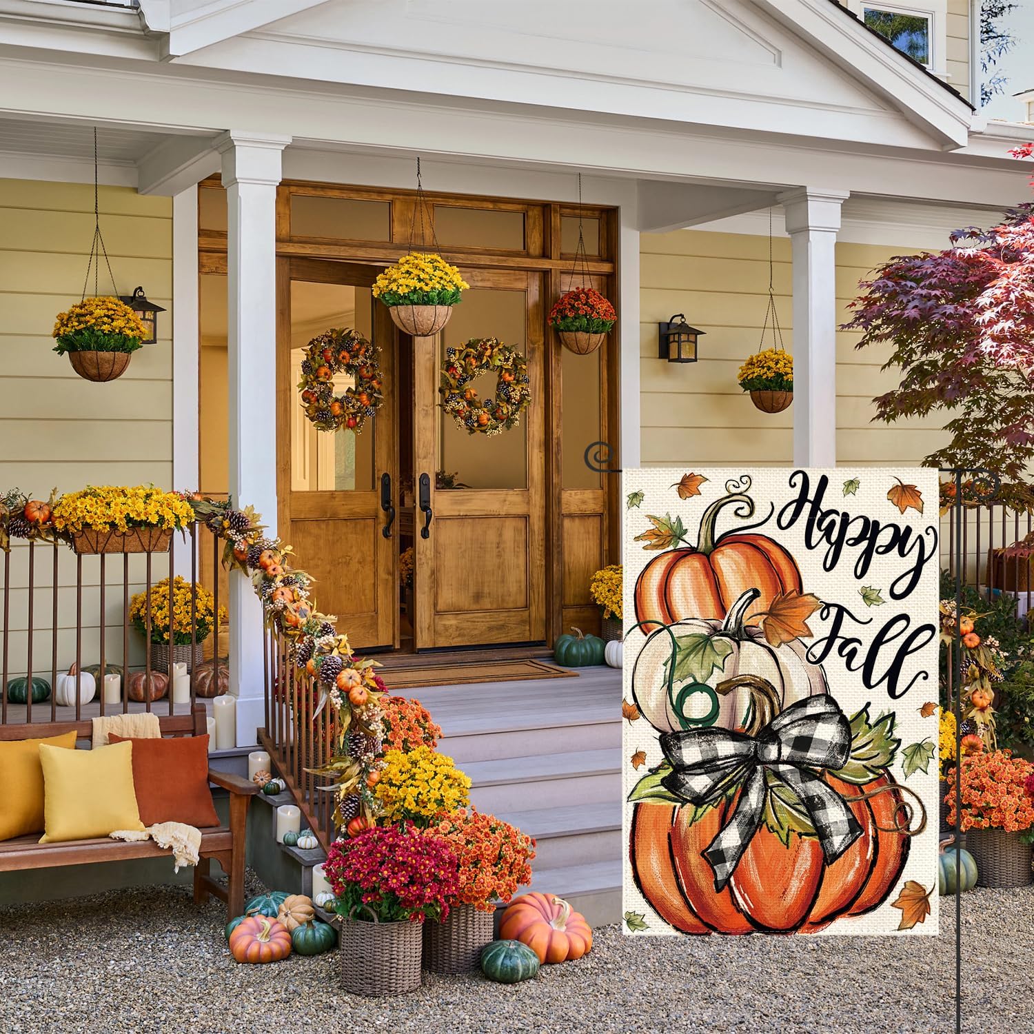 AVOIN colorlife Happy Fall Garden Flag 12x18 Inch Double Sided Outside