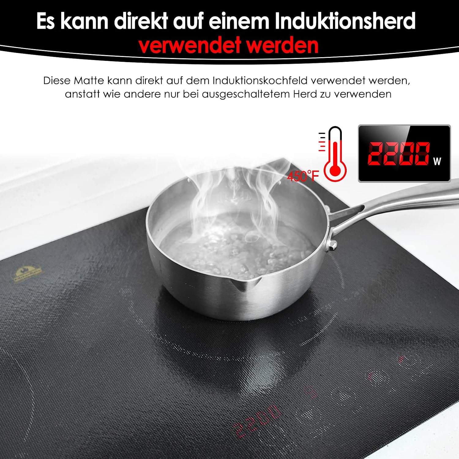 KitchenRaku Translucent Induction Cooktop Protector Mat, 20.8 x 24 in