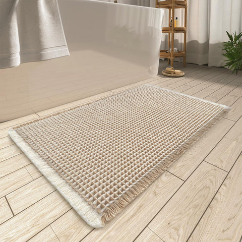 Upgraded Waffle Bath Mat Ultra Absorbent Non Slip Bathroom Mat, 20" x 32"