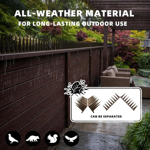 Bird Spikes, 6 Pack, 8.4 FT Total Coverage, Outdoor Bird Deterrent, Brown