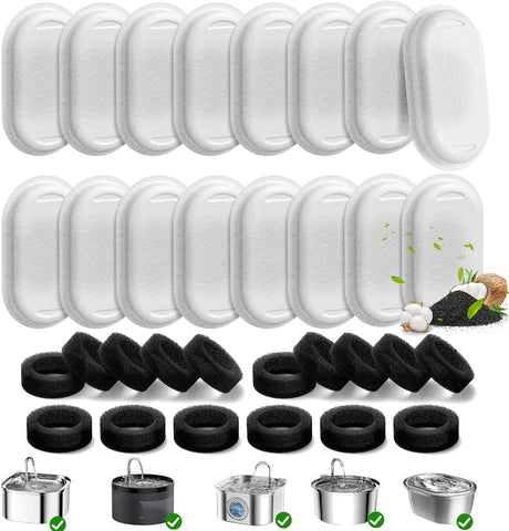 16 Pack Cat Water Fountain Filters for Stainless Steel Pet Water Dispenser