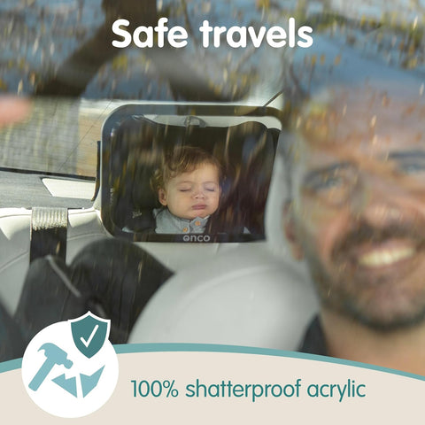 Onco Baby Car Mirror for Fixed Headrests - Tesla-Compatible Non-Slip Mirror