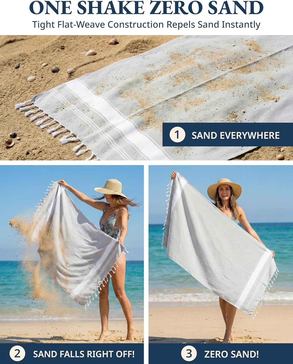 LANE LINEN Beach Towels 6 Pack, Bulk Beach Towels Oversized - Classic Color