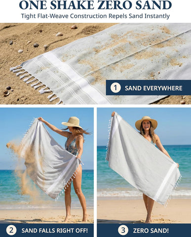 LANE LINEN Beach Towels 6 Pack, Bulk Beach Towels Oversized - Classic Color
