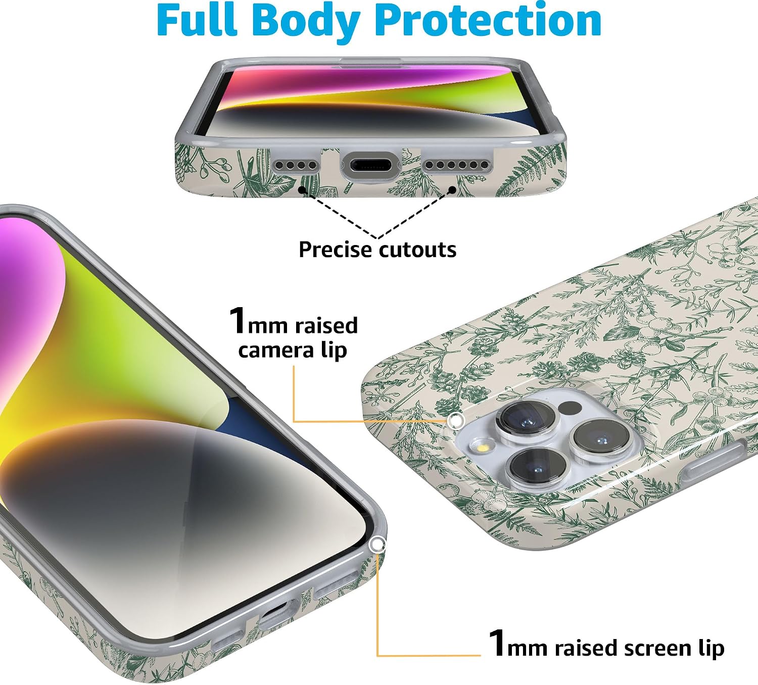 Casely iPhone 16 Pro Max Case | Sage Garden | Green Floral | Compatible with MagSafe | Classic Ultra Slim Design