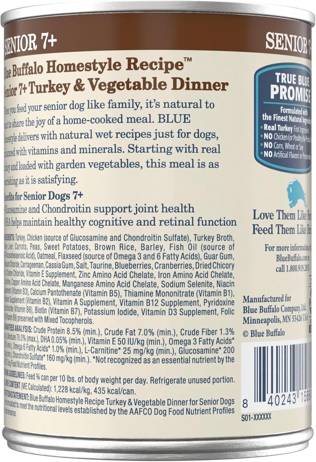 Blue Buffalo Homestyle Recipe Turkey Senior Wet Dog Food, 12.5 oz, 12 ct