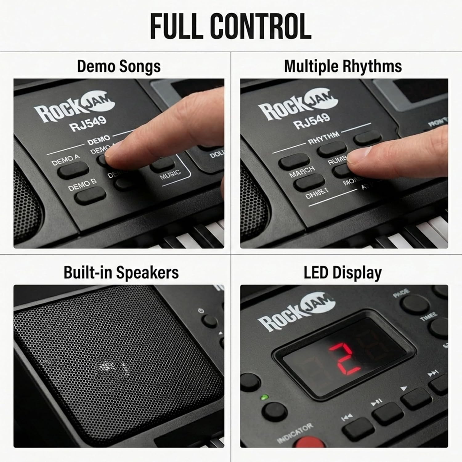 RockJam RJ549 49 Key Keyboard Piano for Beginners with Note Stickers