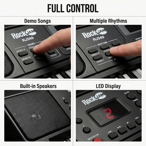 RockJam RJ549 49 Key Keyboard Piano for Beginners with Note Stickers