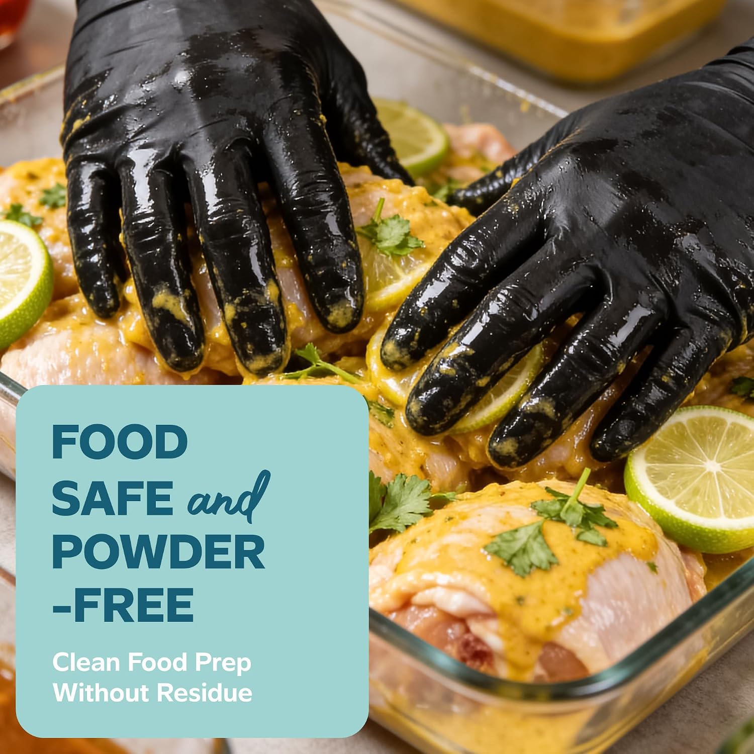 GUSTO Black Nitrile Gloves - Disposable Heavy Duty 6 Mil